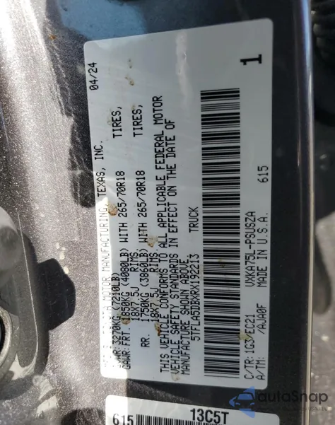 2024 Toyota Tundra Crewmax Sr from USA, damaged, VIN 5TFLA5DBXRX192213